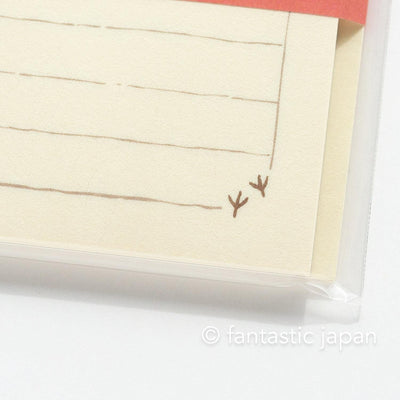 Japanese washi mini writing letter set -long tailed tit- / Soebumi-sen