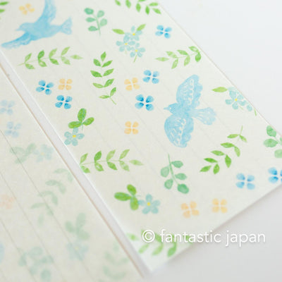 Japanese style washi letter writing set -blue bird in the flower-