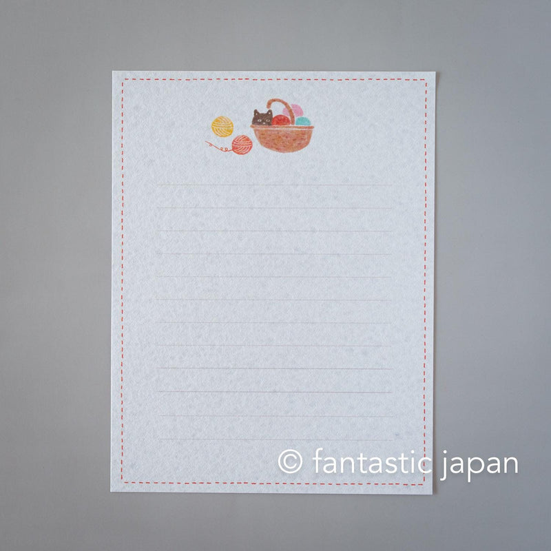 Japanese washi letter set -cat and knitting-