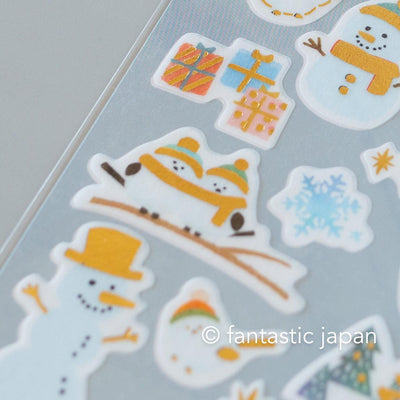 Gold foil washi sticker -long tailed tit in the winter-