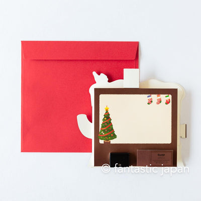 Melody and Light holiday card -Squirrel house on a stump-