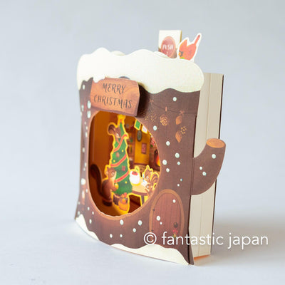 Melody and Light holiday card -Squirrel house on a stump-