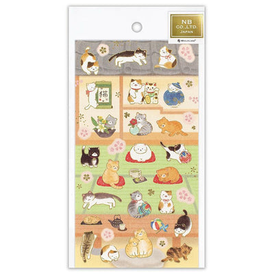 Washi Sticker / cats in a Japanese-style room