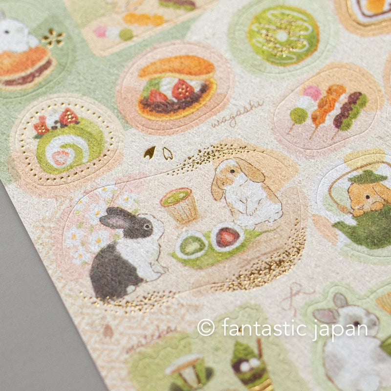 Washi Sticker / rabbits and Japanese sweets