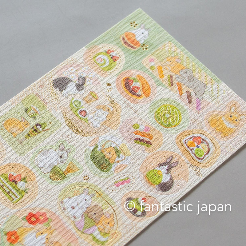 Washi Sticker / rabbits and Japanese sweets