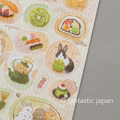 Washi Sticker / rabbits and Japanese sweets