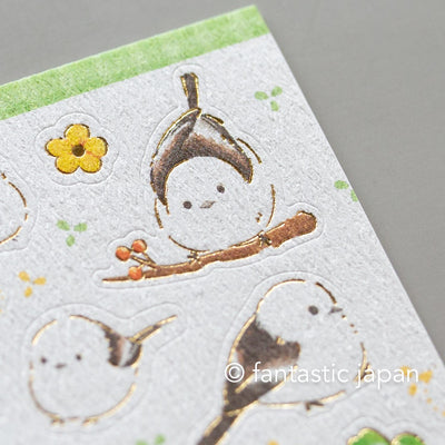 Washi Sticker / long tailed tit and clover