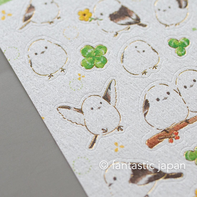 Washi Sticker / long tailed tit and clover