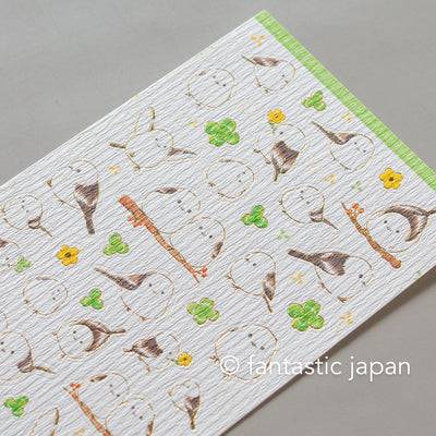 Washi Sticker / long tailed tit and clover