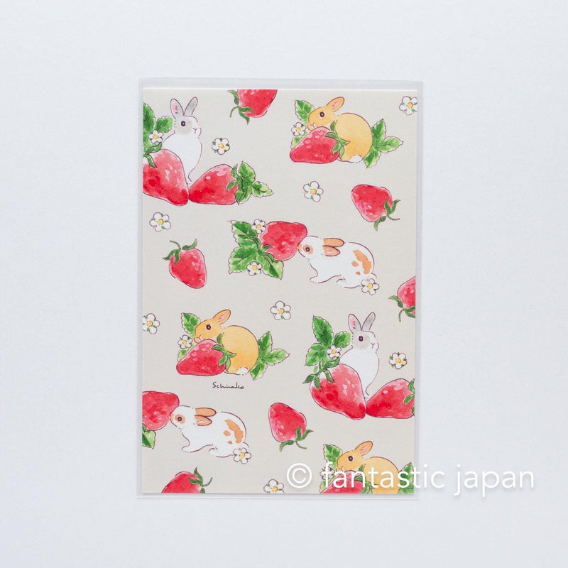 Schinako Moriyama post card -Hide and Seek in strawberries-