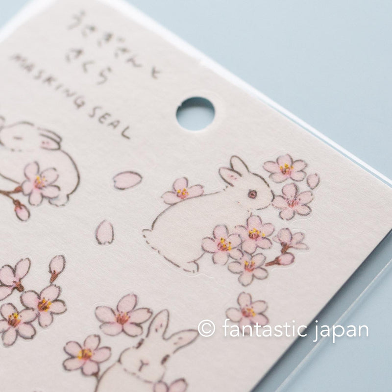 Schinako Moriyama Masking sticker -Rabbit and cherry blossom-