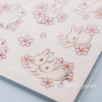 Schinako Moriyama Masking sticker -Rabbit and cherry blossom-