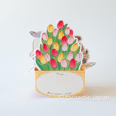 Schinako Moriyama box greeting card -rabbits in the flower basket-