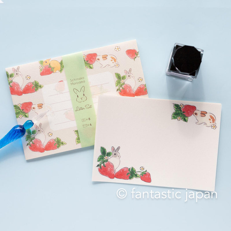 Schinako moriyama letter set -rabbits and strawberry-