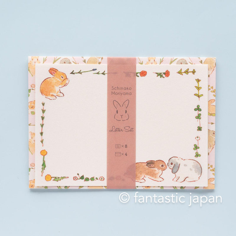 Schinako moriyama letter set -rabbits and flowers-