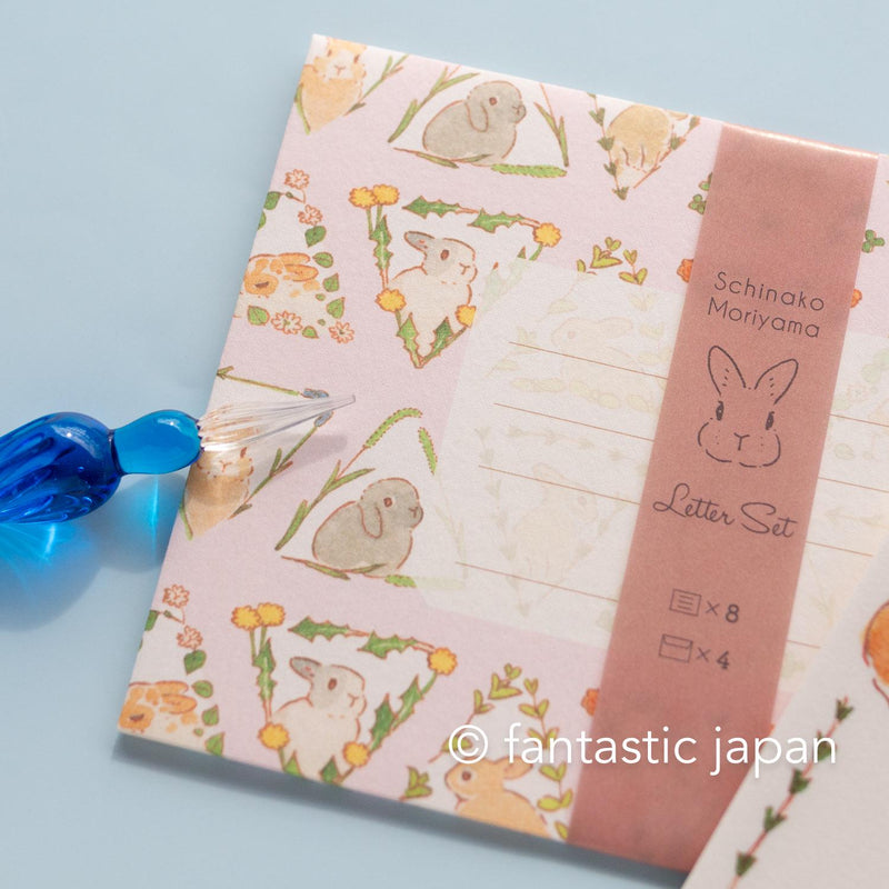 Schinako moriyama letter set -rabbits and flowers-