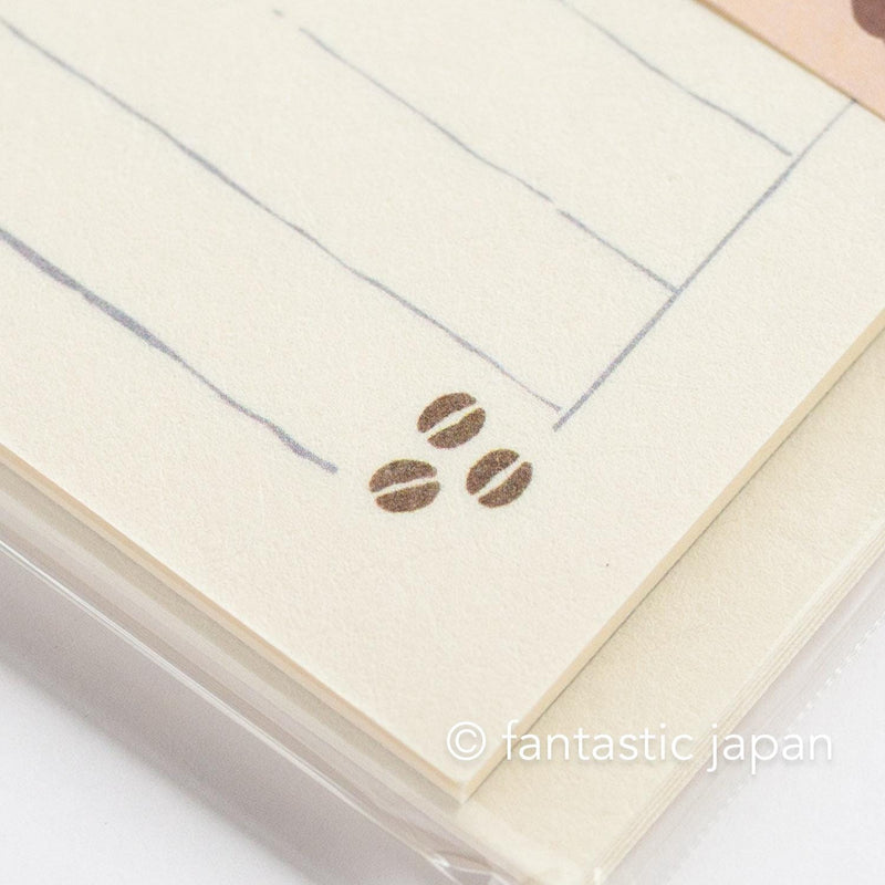 Japanese washi mini writing letter set -bear with coffee time- / Soebumi-sen