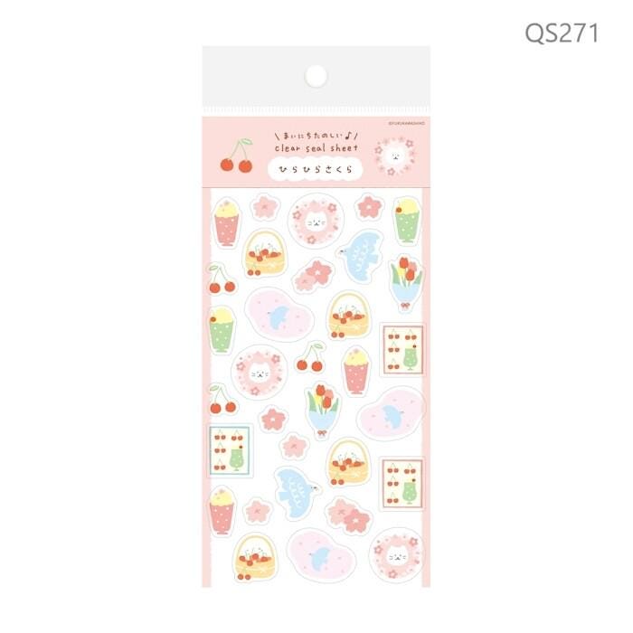 Clear sticker-cat with cherry blossoms- / Furukawa paper