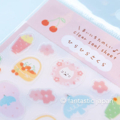 Clear sticker-cat with cherry blossoms- / Furukawa paper