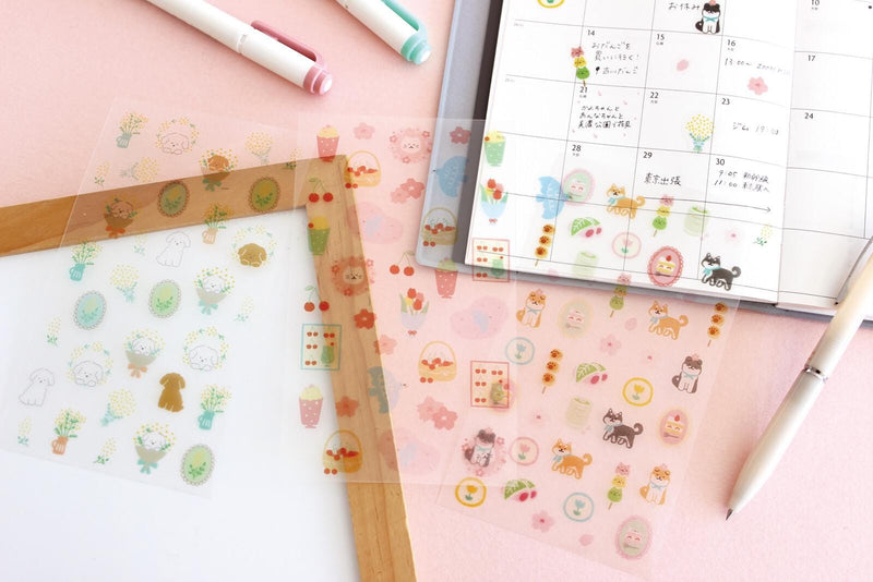 Clear sticker-cat with cherry blossoms- / Furukawa paper