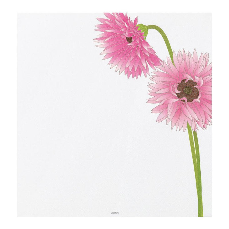 Japanese Iyo washi letter pad and envelops -Gerbera- / silk screen printing