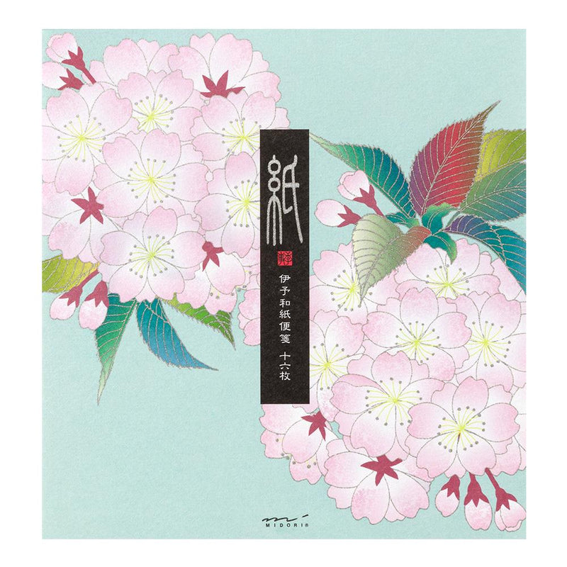 Japanese Iyo washi letter pad and envelops -cherry blossoms- / silk screen printing