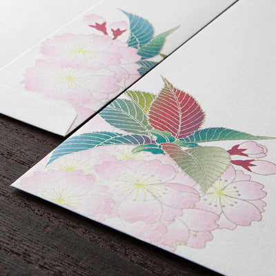 Japanese Iyo washi letter pad and envelops -cherry blossoms- / silk screen printing