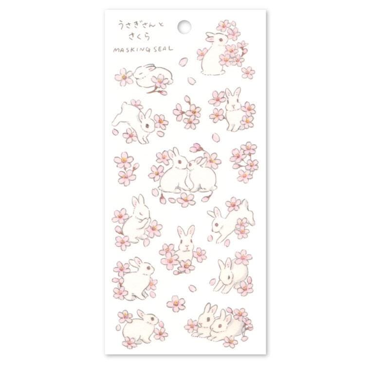 Schinako Moriyama Masking sticker -Rabbit and cherry blossom-