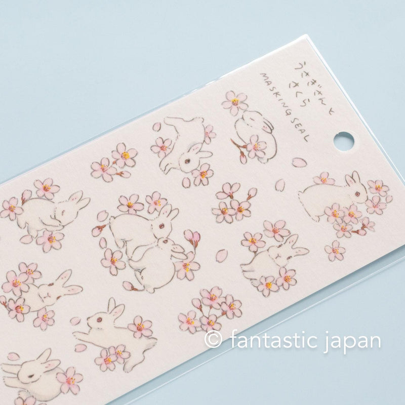 Schinako Moriyama Masking sticker -Rabbit and cherry blossom-