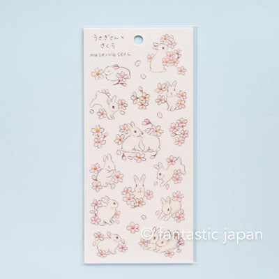 Schinako Moriyama Masking sticker -Rabbit and cherry blossom-