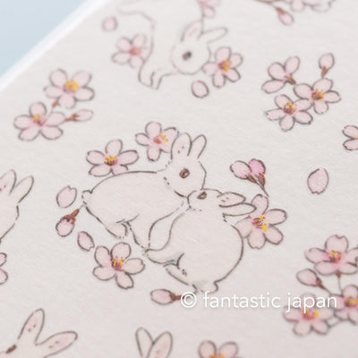 Schinako Moriyama Masking sticker -Rabbit and cherry blossom-