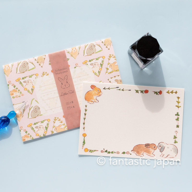 Schinako moriyama letter set -rabbits and flowers-