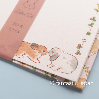 Schinako moriyama letter set -rabbits and flowers-