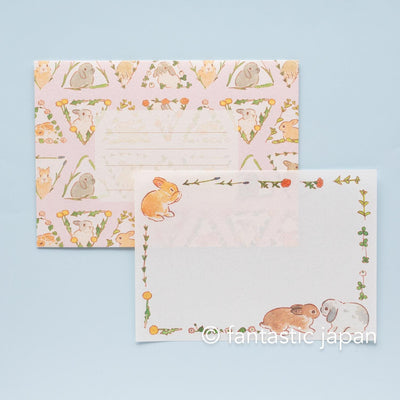 Schinako moriyama letter set -rabbits and flowers-