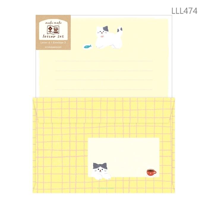 Japanese washi letter writing set -fluffy cat- / FURUKAWA SHIKO/