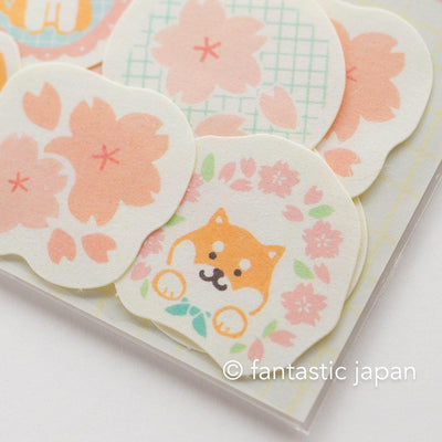 Washi flake stickers -shiba dog and cherry blossoms- / Furukawa paper