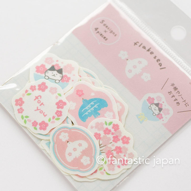 Washi flake stickers -cat in the spring- / Furukawa paper