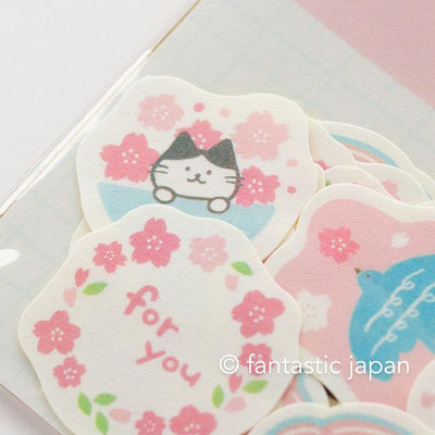 Washi flake stickers -cat in the spring- / Furukawa paper