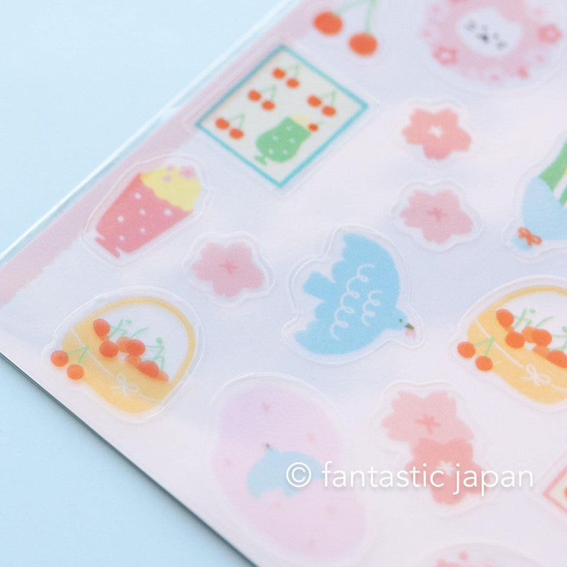 Clear sticker-cat with cherry blossoms- / Furukawa paper