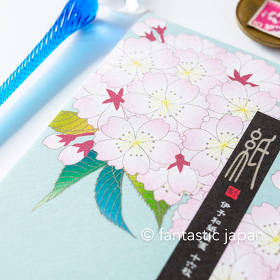 Japanese Iyo washi letter pad and envelops -cherry blossoms- / silk screen printing