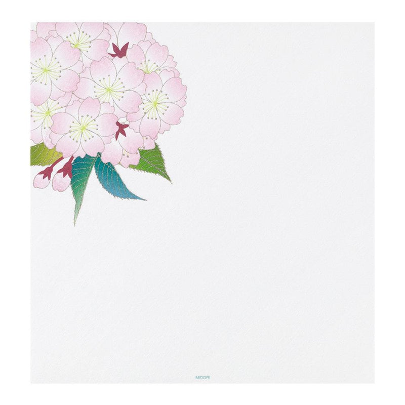 Japanese Iyo washi letter pad and envelops -cherry blossoms- / silk screen printing