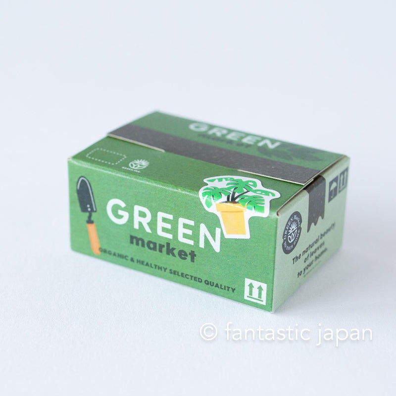 Die-cut hologram flake stickers in a tiny delivery box -green-