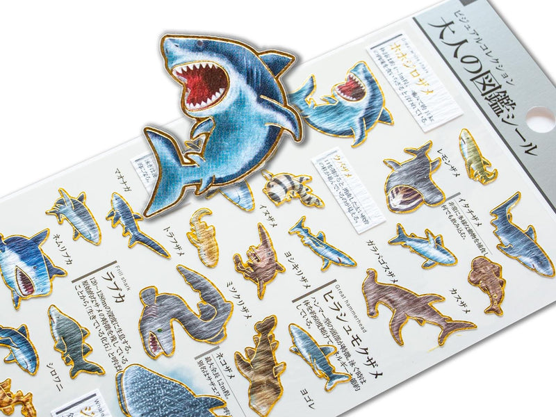 Gold foil visual collection sticker -shark-