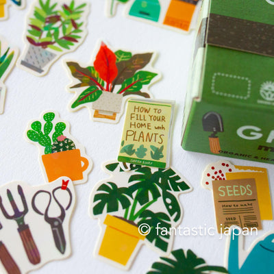 Die-cut hologram flake stickers in a tiny delivery box -green-