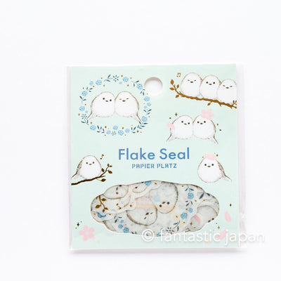 PAPIER PLATZ gold foil washi flake stickers -long-tailed tit-
