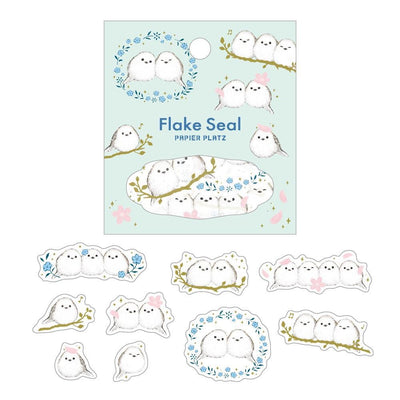 PAPIER PLATZ gold foil washi flake stickers -long-tailed tit-