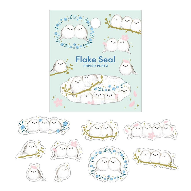 PAPIER PLATZ gold foil washi flake stickers -long-tailed tit-