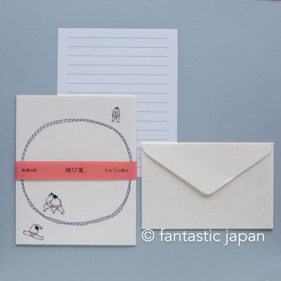 Japanese washi letter writing set -Sumo practice- / FURUKAWA SHIKO/