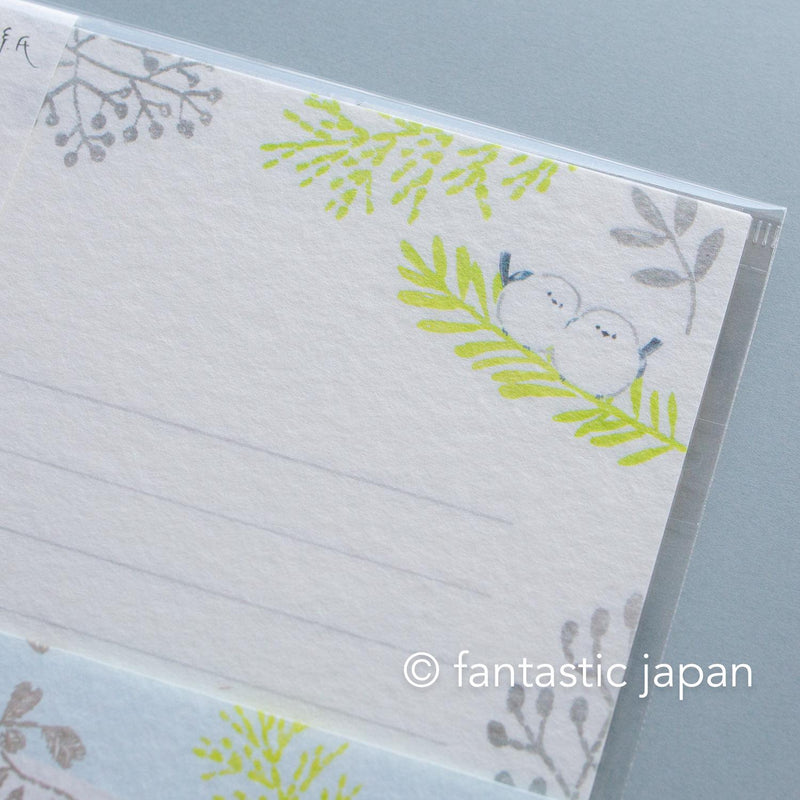 Japanese washi letter writing set -long tailed tit- / FURUKAWA SHIKO/