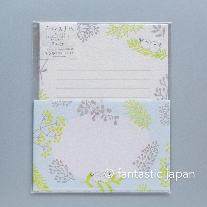Japanese washi letter writing set -long tailed tit- / FURUKAWA SHIKO/